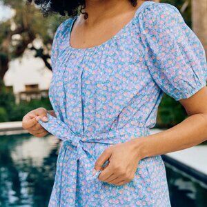 Minnow x J.Crew women's buttercup short sleeve gathered square neckline dress